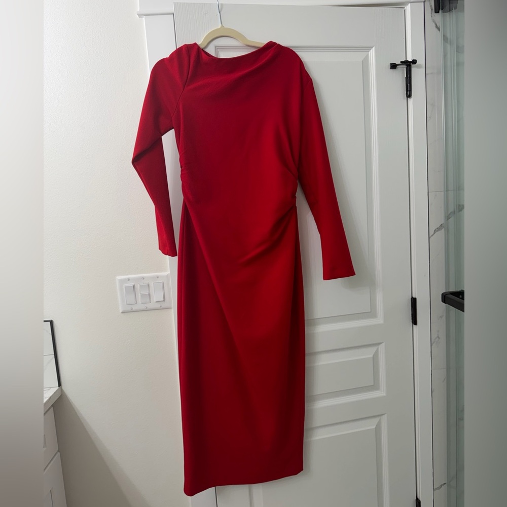 Zara Vibrant Red Long Sleeve Dress